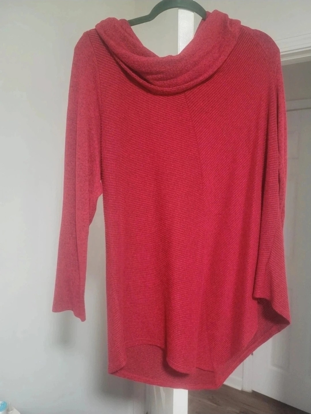 Iz Byer Rose Red Cowl-Neck Tunic Sweater